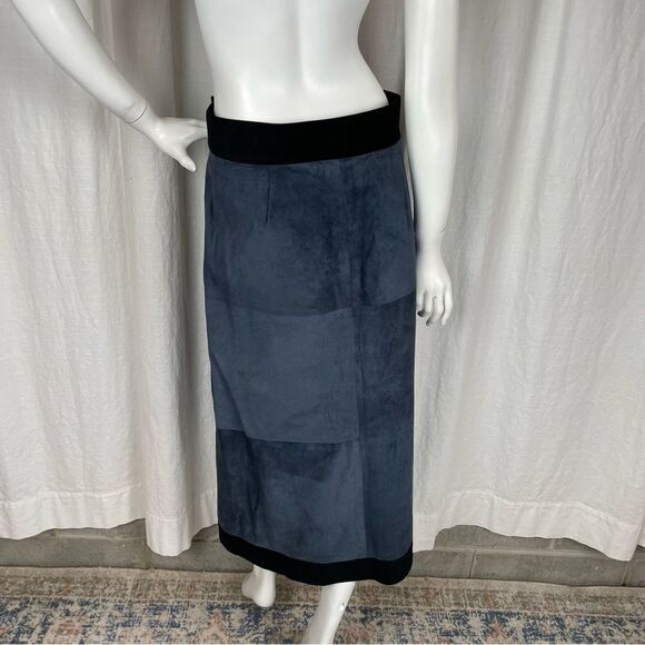 Sea NY navy and black suede wrap midi skirt Size 8 - Picture 5 of 7